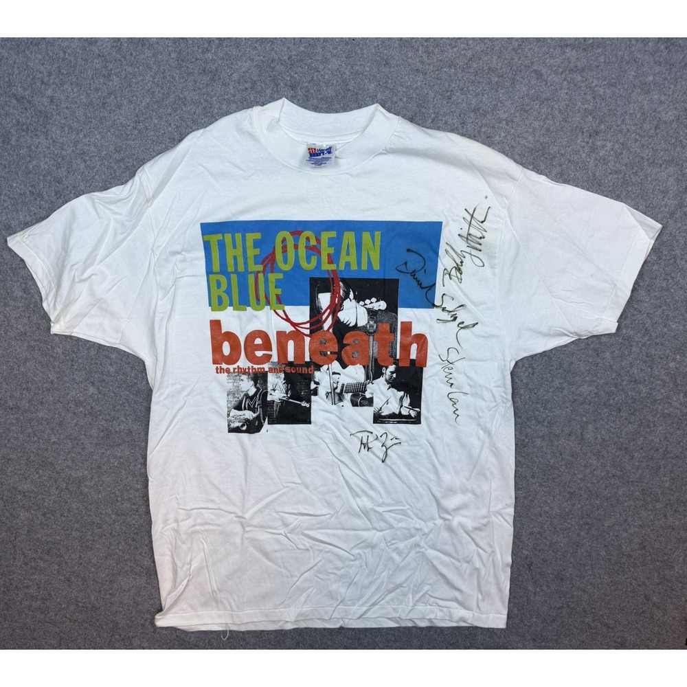 Vintage 1993 The Ocean Blue Autographed Tour Shirt XL Beneath Rhythm Sound Hanes